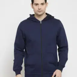 Zip-Front Hoodie with Split-Kangaroo Pockets-picture-9