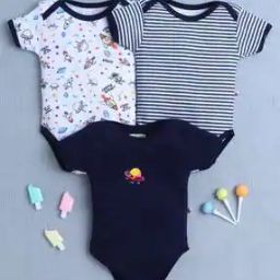 Pack of 3 Printed Cotton Onesies-image-25