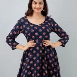 Floral Printed Flared Kurti-image-10