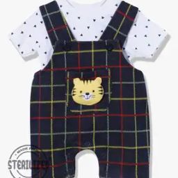 Checked Cotton Dungaree with T-Shirt-picture-24