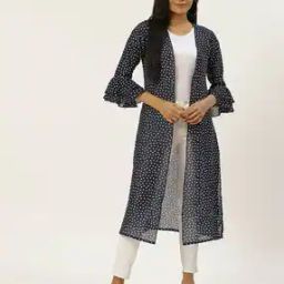 Polka-dot Bell Sleeves Front Open Shrug-17