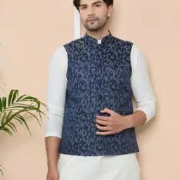 Men Regular Fit Nehru Jacket with Welt Pockets-19