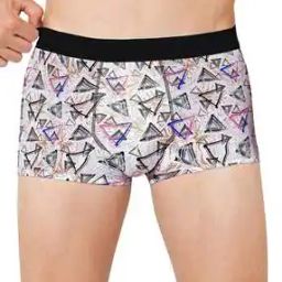 Geometric Print Regular Trunks with Elasticated Waistband-picture-3