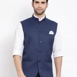 Slim Fit Nehru Jacket with Welt Pockets-image-96