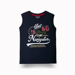 Boys Typographic Print Regular Fit Round-Neck T-Shirt-image-76