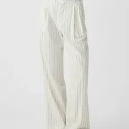 High-Rise Pinstripe Linen Trousers-image-25