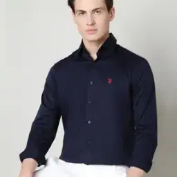 Tailored Fit Shirt with Logo Embroidery-image-4
