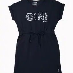 Girls Typographic Print A-Line Dress-43