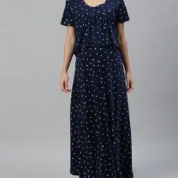 Micro Print Round-Neck Nighti-image-75