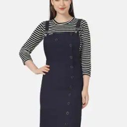 Women Dungaree with Striped T-Shirt-image-80