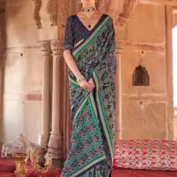 Women Ikat Design Tassels and Latkans Silk Ethnic Motif Saree Traditional Saree-image-11