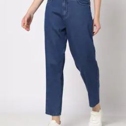 Women Mom Fit Cotton Jeans-image-10