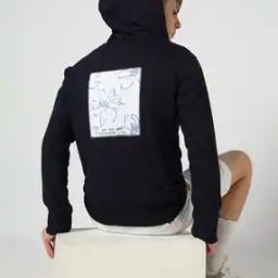 Terry Zip Front Hoodie with Back Print-image-87