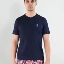 Regular Fit V-Neck Embroidered Logo I638 Lounge T-Shirt-picture-16