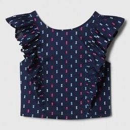 Girls Round-Neck Woven Top with Ruffle Detail-image-65