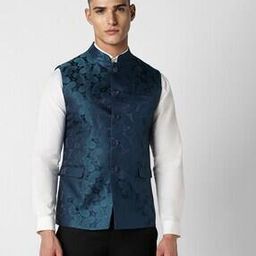 Men Paisley Patterned Slim Fit Nehru Jacket-25