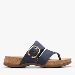 clarks Reileigh Park Navy Nubuck Sandals-picture-3