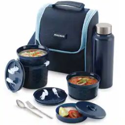 Set of 3 Microwave Safe Steam Lock Stainless Steel Containers with Small Chutney Box & Water Bottle-image-15