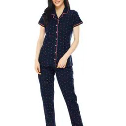 Micro Print Shirt & Pyjamas Set-49