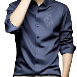 Men Horse Print Regular Fit Satin Shirt-image-10
