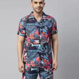Abstract Printed Regular Fit Loungewear Sets-picture-6