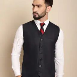 Tailored Fit Nehru Jacket with Welt Pockets-10