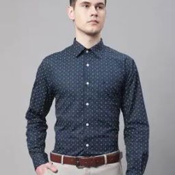 Micro Print Shirt with Spread Collar-image-2