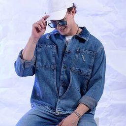Men Relaxed Fit Distressed Trucker Jacket-image-13
