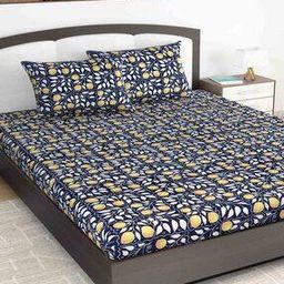 120 TC Citrus Summer King Size Bedsheet with 2 Pillow Covers-image-14