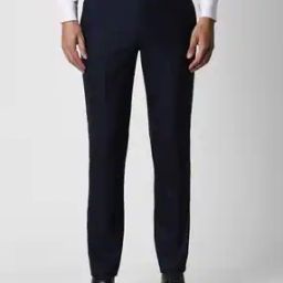Men Flat-Front Slim Fit Trousers-image-4
