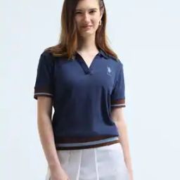 Women Boxy Fit Polo T-Shirt with Logo Embroidered-image-22