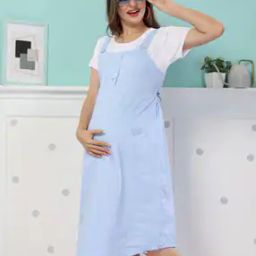 Women Maternity Dungaree with Patch Pockets-image-34