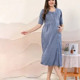 Women Fit & Flare Dress with Button-Closure-image-17