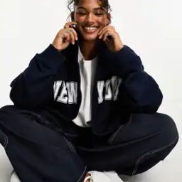 Women Curve New York Graphic Print Zip-Through Hoodie-picture-32