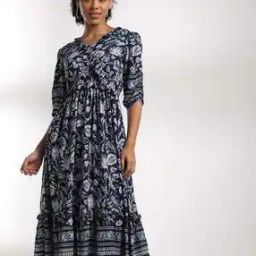 fig for trends select Women Floral Print V-Neck Fit & Flare Dress-picture-10