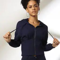 Women Ribbed Regular Fit Zip-Front Hoodie-picture-11