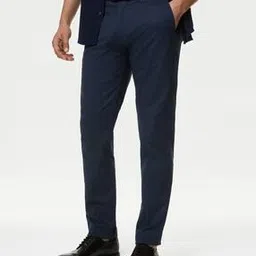 marks & spencer Men Patterned Slim Fit Flat-Front Chinos with Belt-picture-32