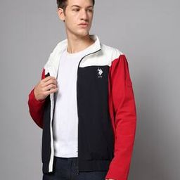 Men Colourblock Regular Fit Zip-Front Jacket-image-48