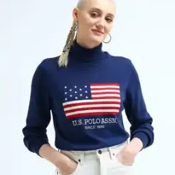Women Brand Print Turtleneck Pullover-image-72