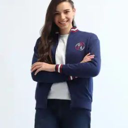 Women Brand Print Regular Fit Zip-Front Sweatshirt-image-72