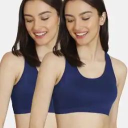 Girls Double Layered Non-Wired Non-Padded Full Coverage Racerback Beginner Sports Bra (Pack of 2)-picture-2