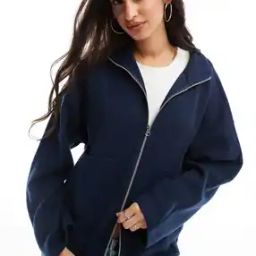 Supersoft Boxy Fit Funnel Neck Zip-Front Cardigan-image-8