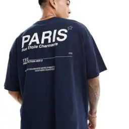 Oversized T-Shirt with Paris Text Back Print-image-96