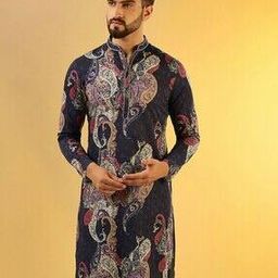 kisah Men Paisley Print Regular Fit Long Kurta-picture-24