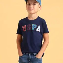 Boys Brand Print Regular Fit Cotton Round-Neck T-Shirt-17