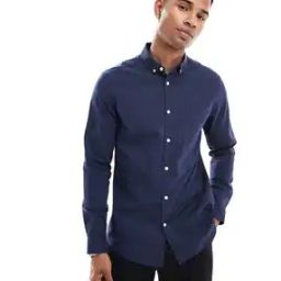 Slim Fit Shirt with Button-Down Collar-49