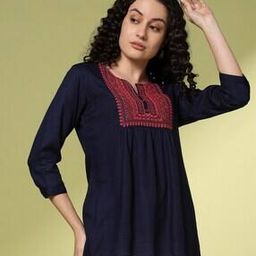 Women Embroidered Relaxed Fit Tunic-image-87