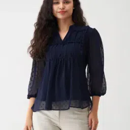 V-Neck Top with Puff Sleeves-picture-24
