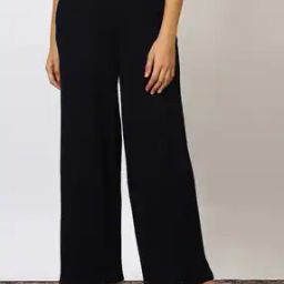 Women Ribbed Flared Parallel Pant-image-11