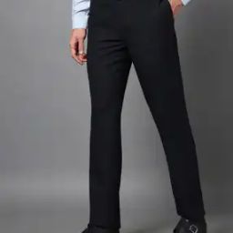 Men Tapered Fit Flat-Front Trousers-image-26